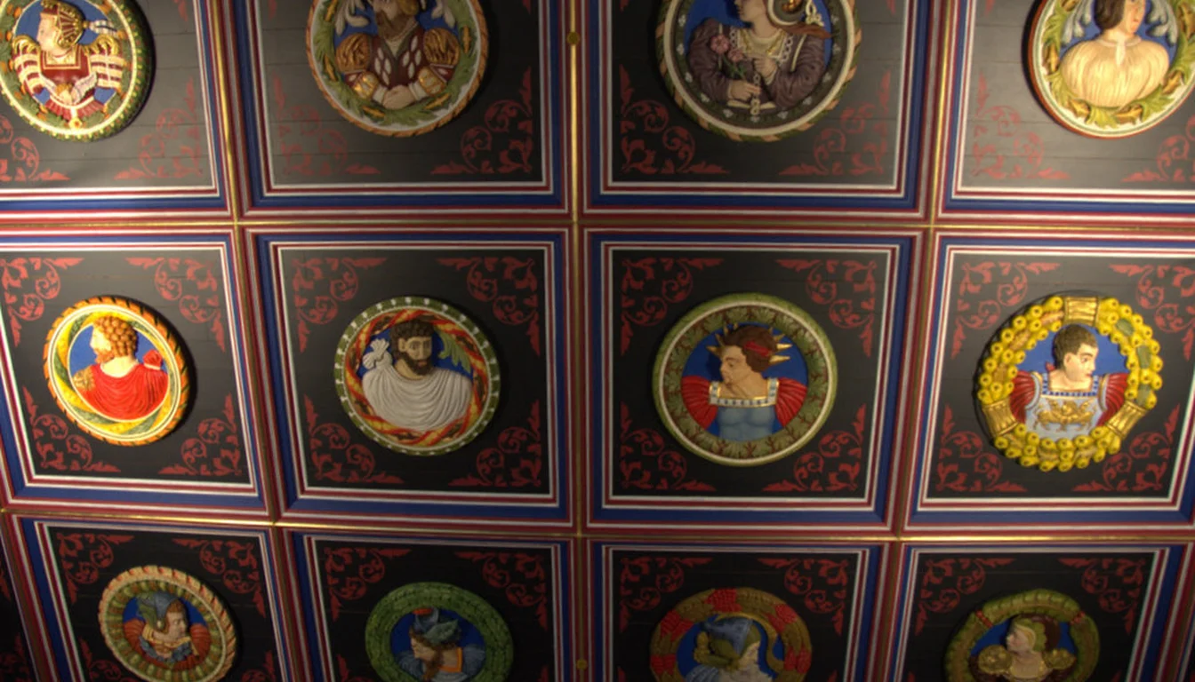 Painted replicas of the Stirling Heads in the Royal Palace