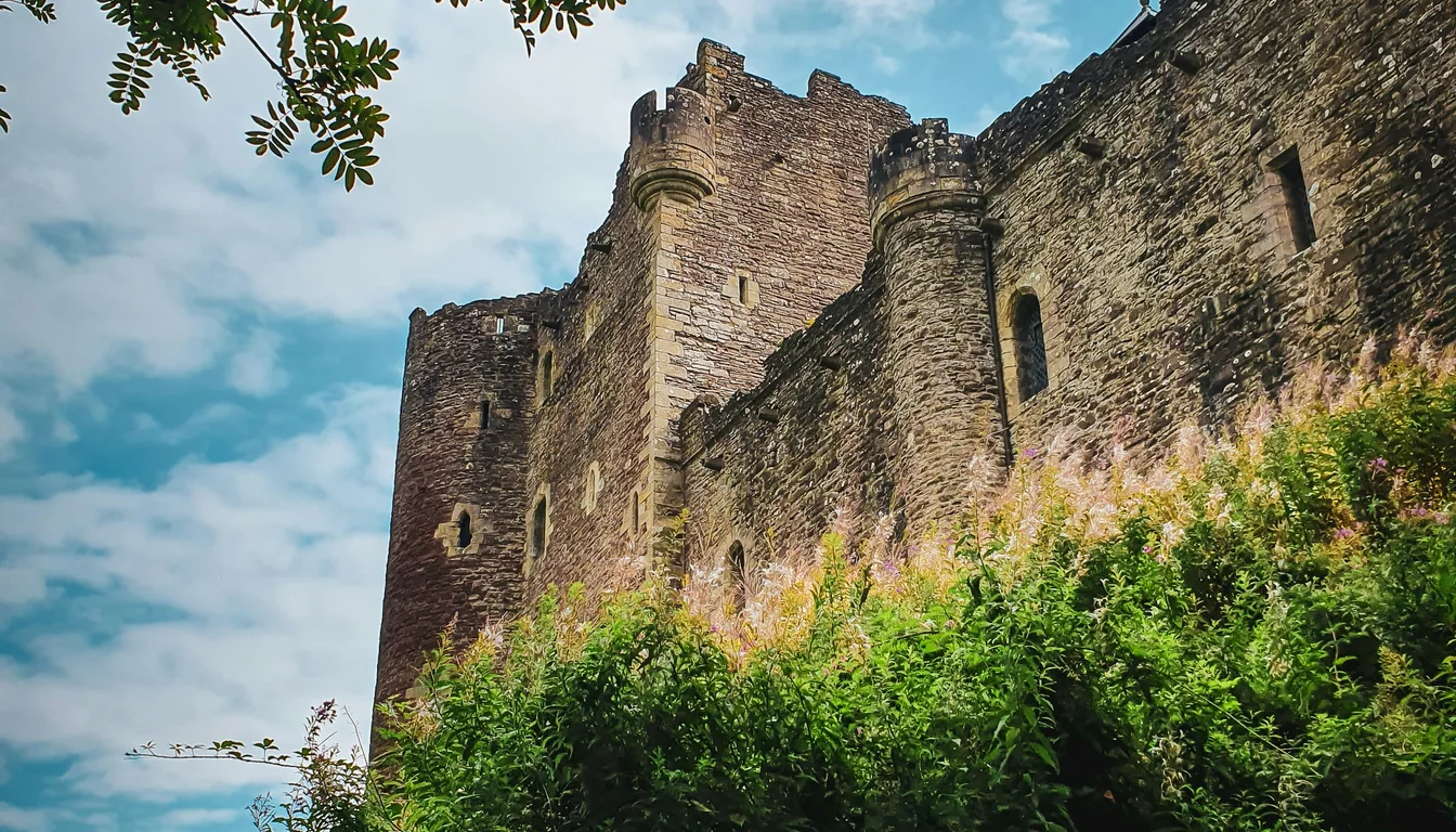 Doune Castle exterior on hillside